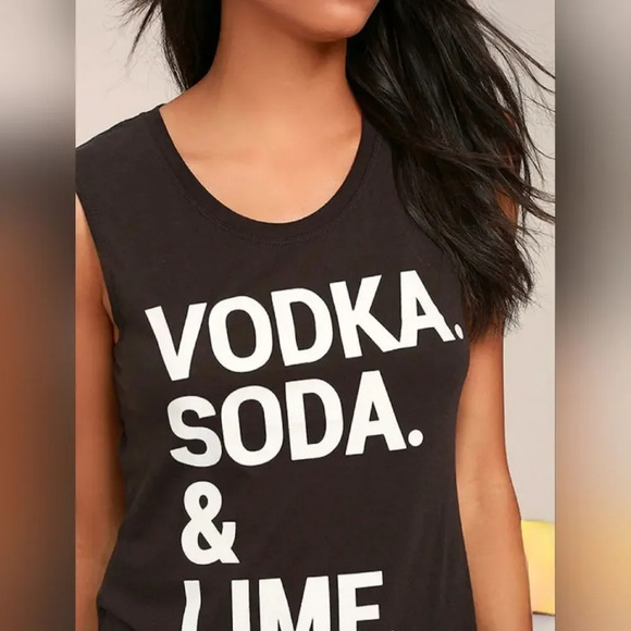 Chaser Vodka Soda Lime Washed Black Muscle Tee, Size XS - Picture 1 of 7